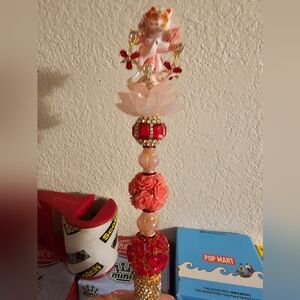 Handmade Skullpanda Pen with Pink and Gold Accents